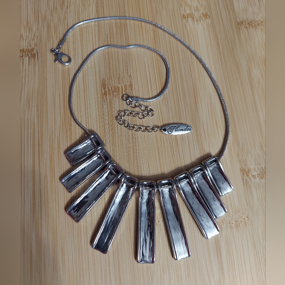 Plunder Textured Silver Tone/Bar Slide Necklace - Picture 6 of 6